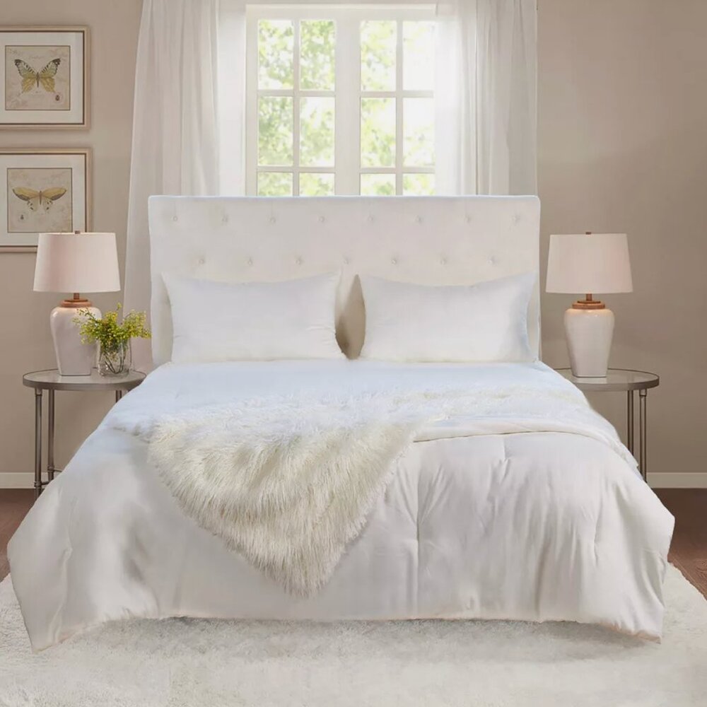 Project 62 Soft White Shaggy Mongolian Fur Luxury Throw Blanket 50 x 60 in